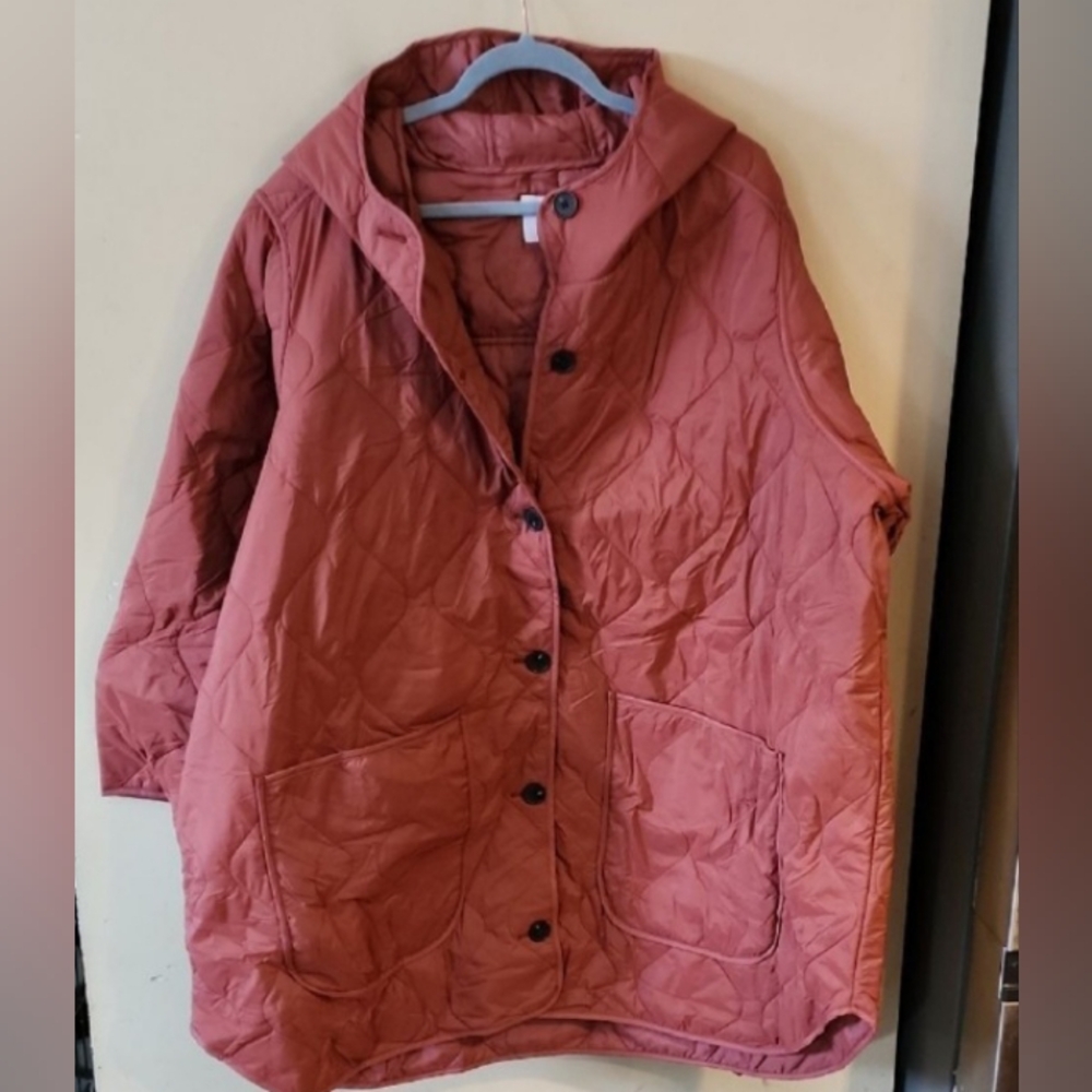 Old Navy quilted hoodie jacket muted rose mauve color NWOT Size 3X